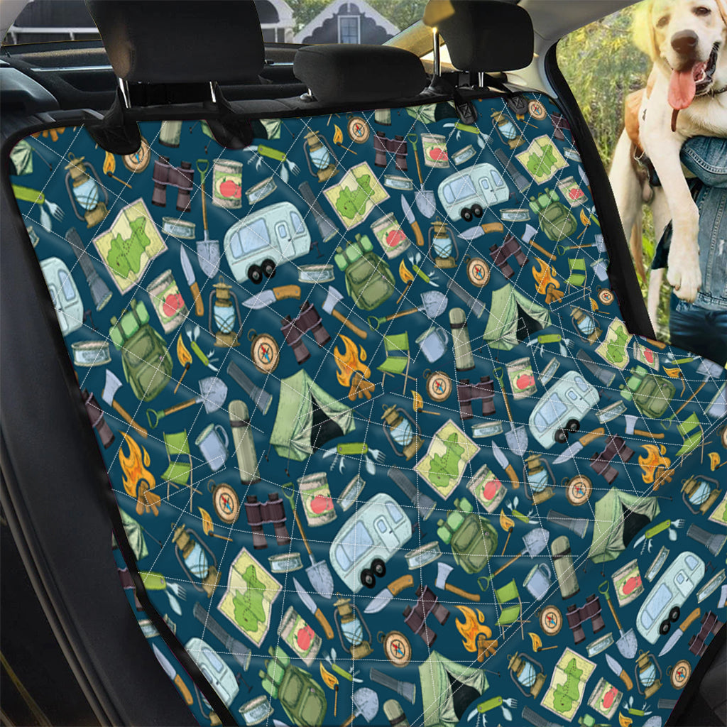 Camping Equipment Pattern Print Pet Car Back Seat Cover