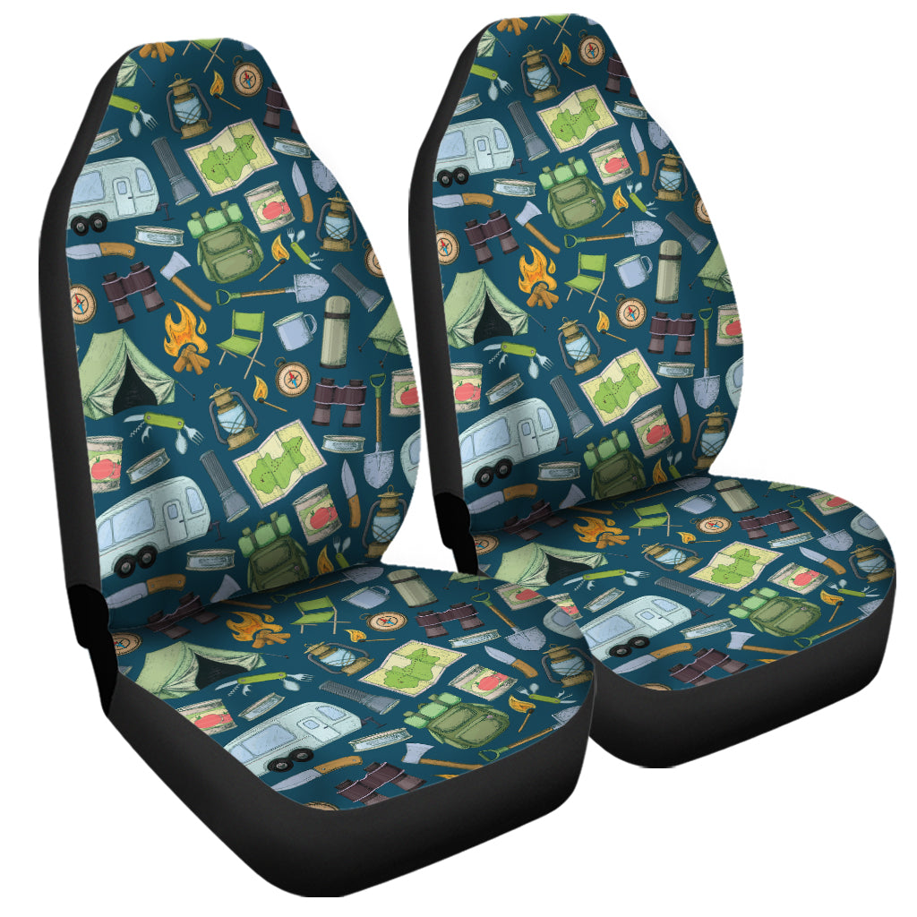 Camping Equipment Pattern Print Universal Fit Car Seat Covers