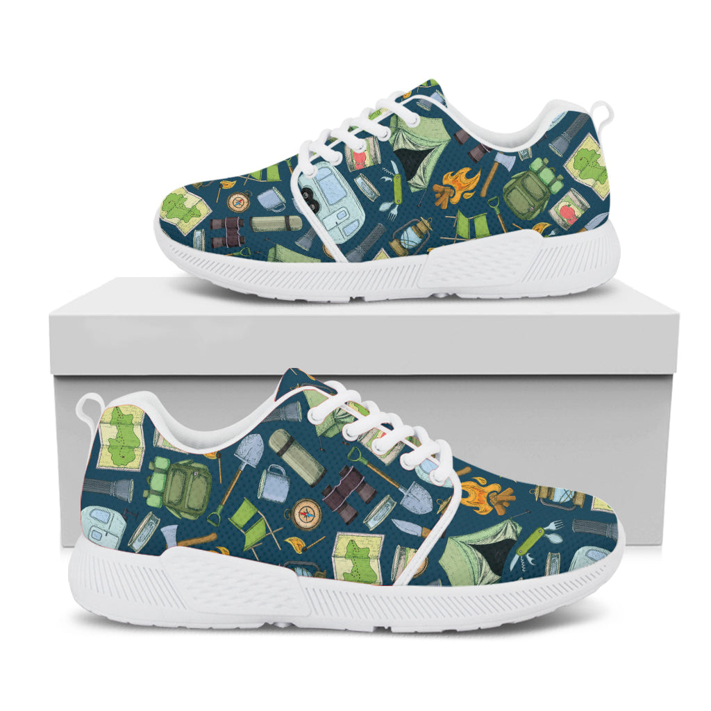 Camping Equipment Pattern Print White Athletic Shoes