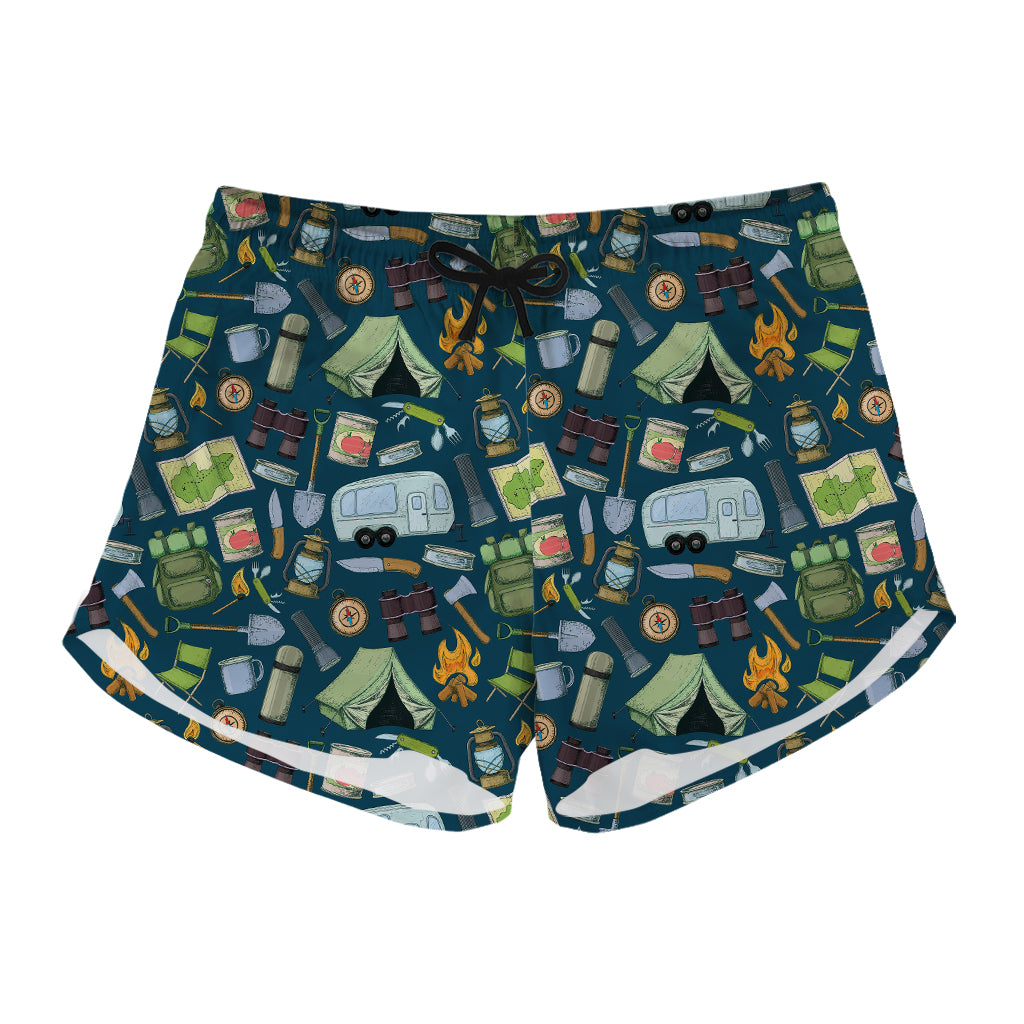 Camping Equipment Pattern Print Women's Shorts