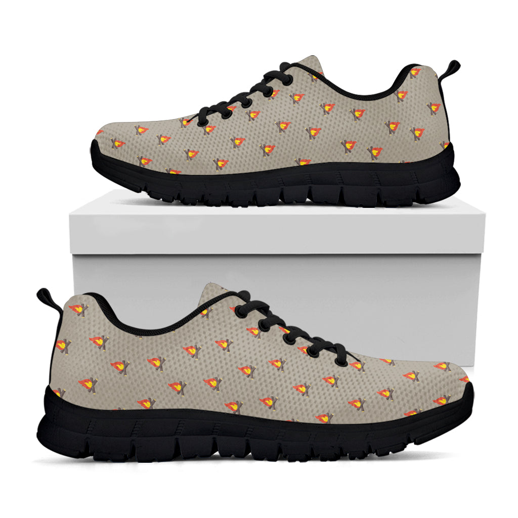 Camping Fire Pattern Print Black Sneakers