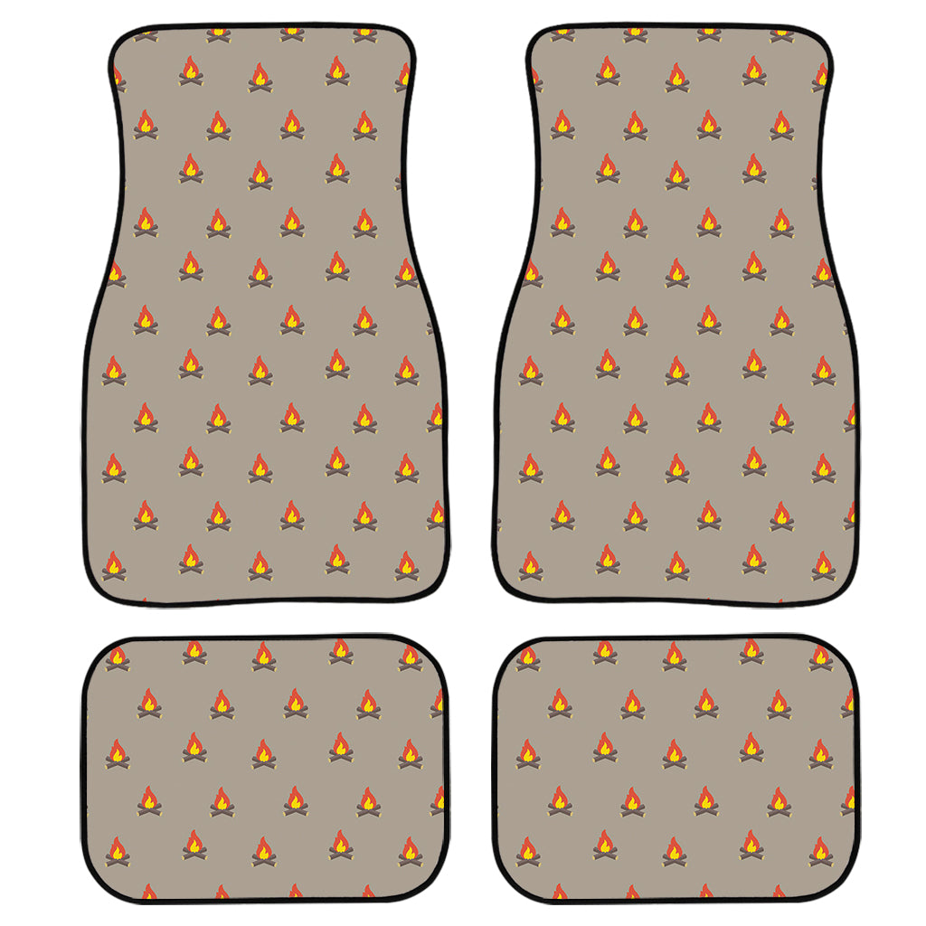 Camping Fire Pattern Print Front and Back Car Floor Mats