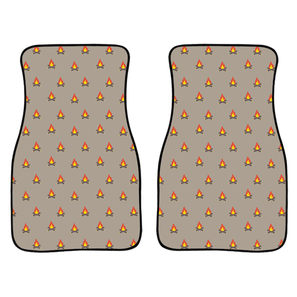 Camping Fire Pattern Print Front Car Floor Mats