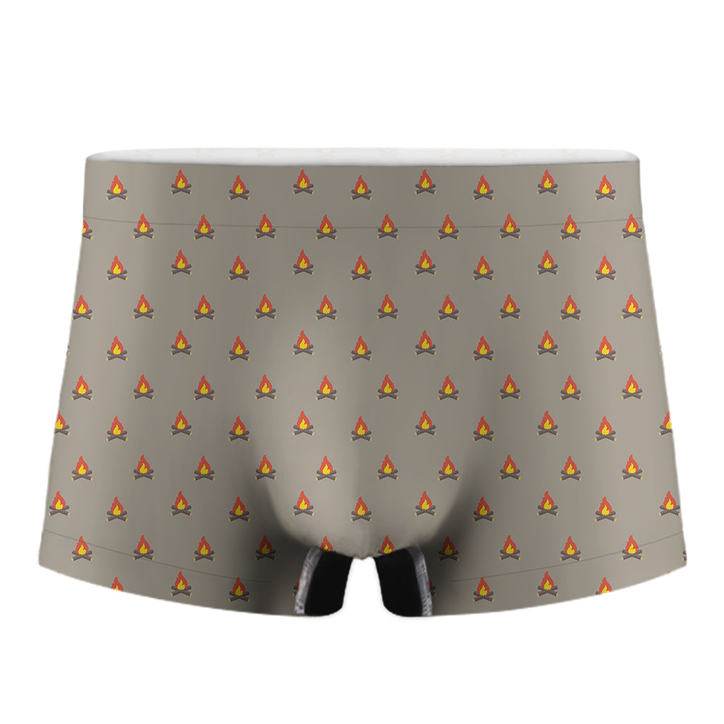 Camping Fire Pattern Print Men's Boxer Briefs