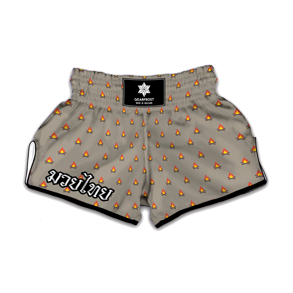 Camping Fire Pattern Print Muay Thai Boxing Shorts