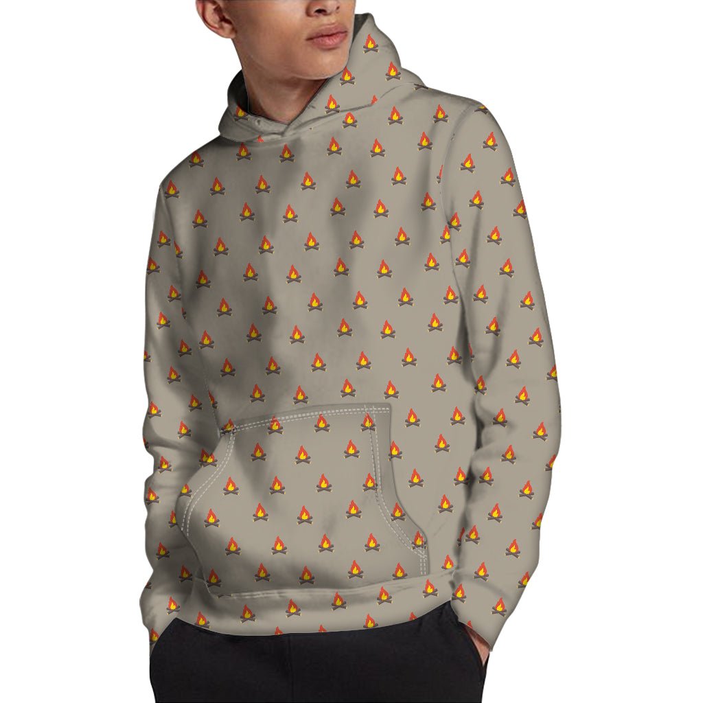 Camping Fire Pattern Print Pullover Hoodie