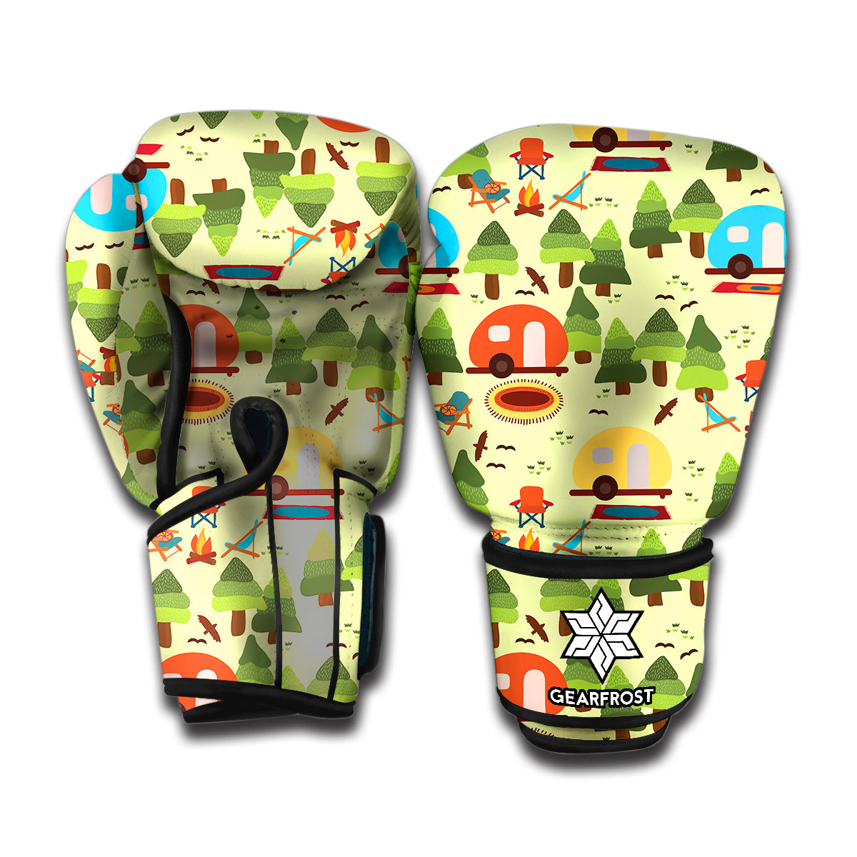 Camping Picnic Pattern Print Boxing Gloves