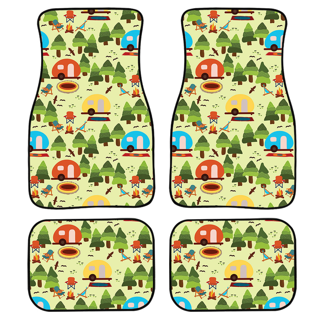 Camping Picnic Pattern Print Front and Back Car Floor Mats