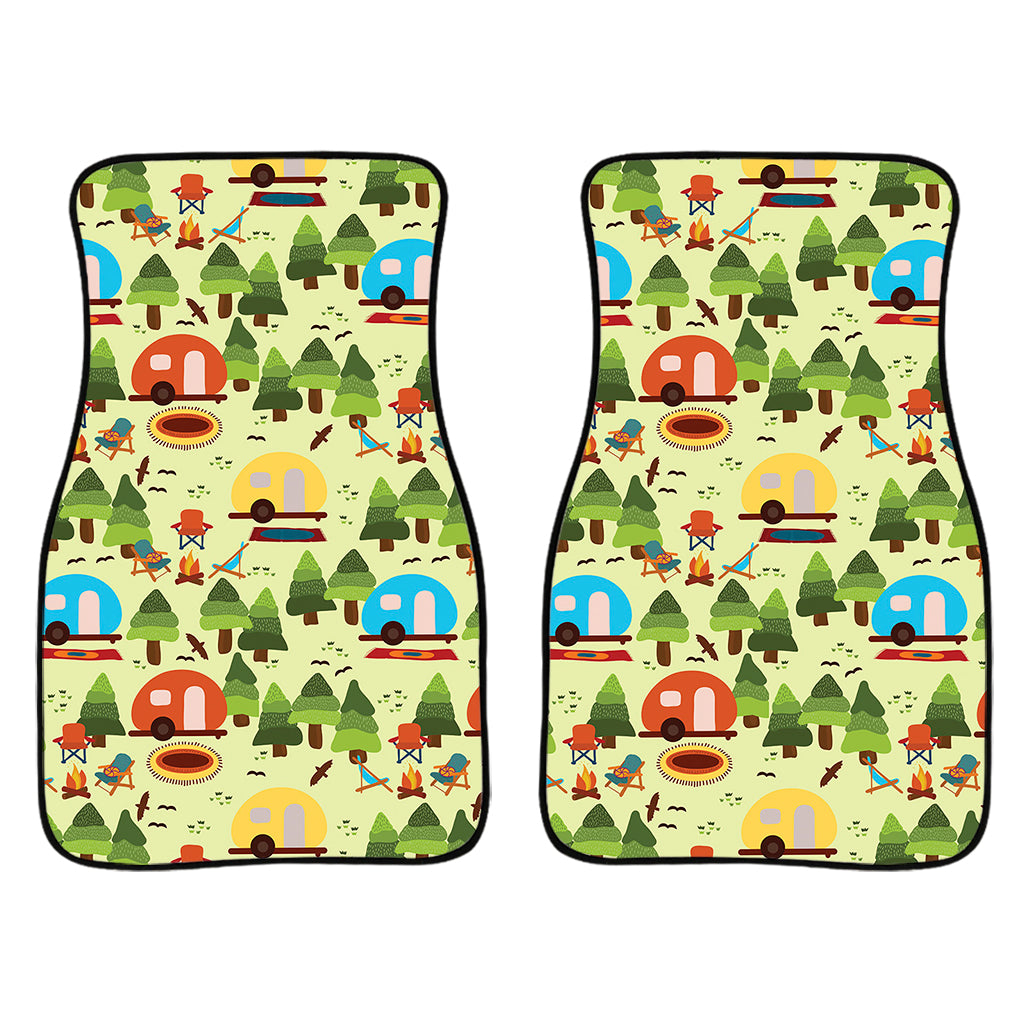 Camping Picnic Pattern Print Front Car Floor Mats