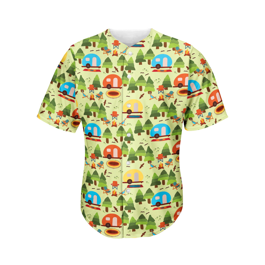 Camping Picnic Pattern Print Men's Baseball Jersey