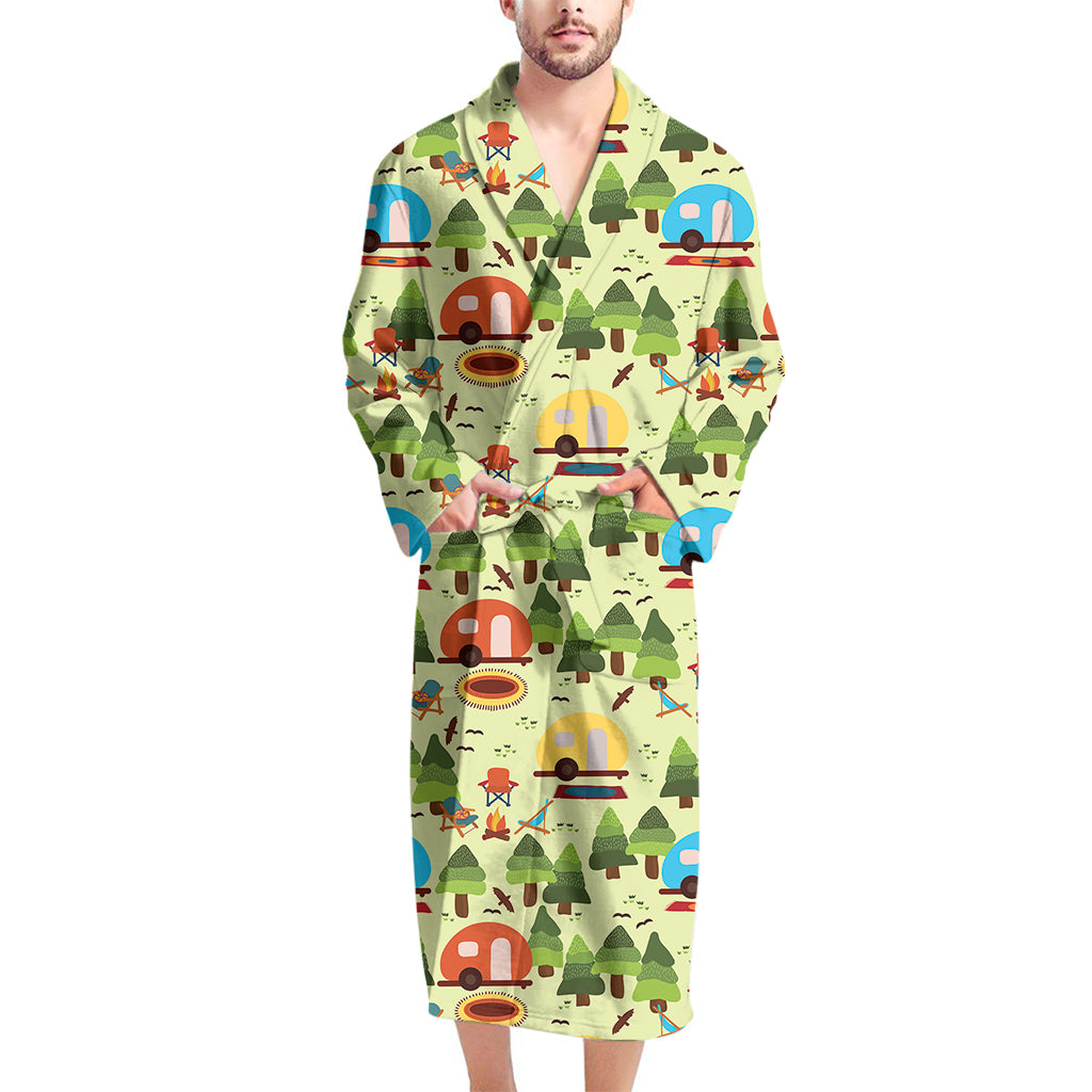 Camping Picnic Pattern Print Men's Bathrobe