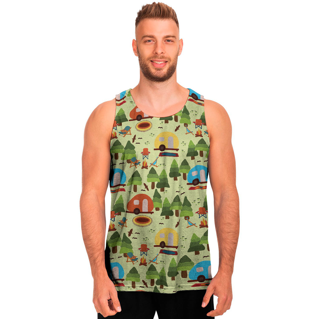 Camping Picnic Pattern Print Men's Tank Top