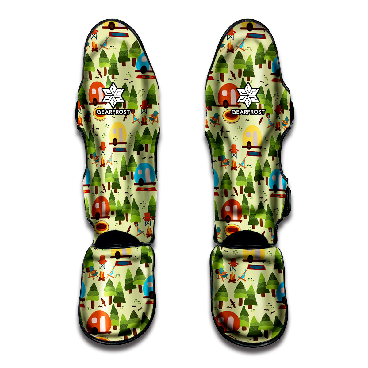 Camping Picnic Pattern Print Muay Thai Shin Guards