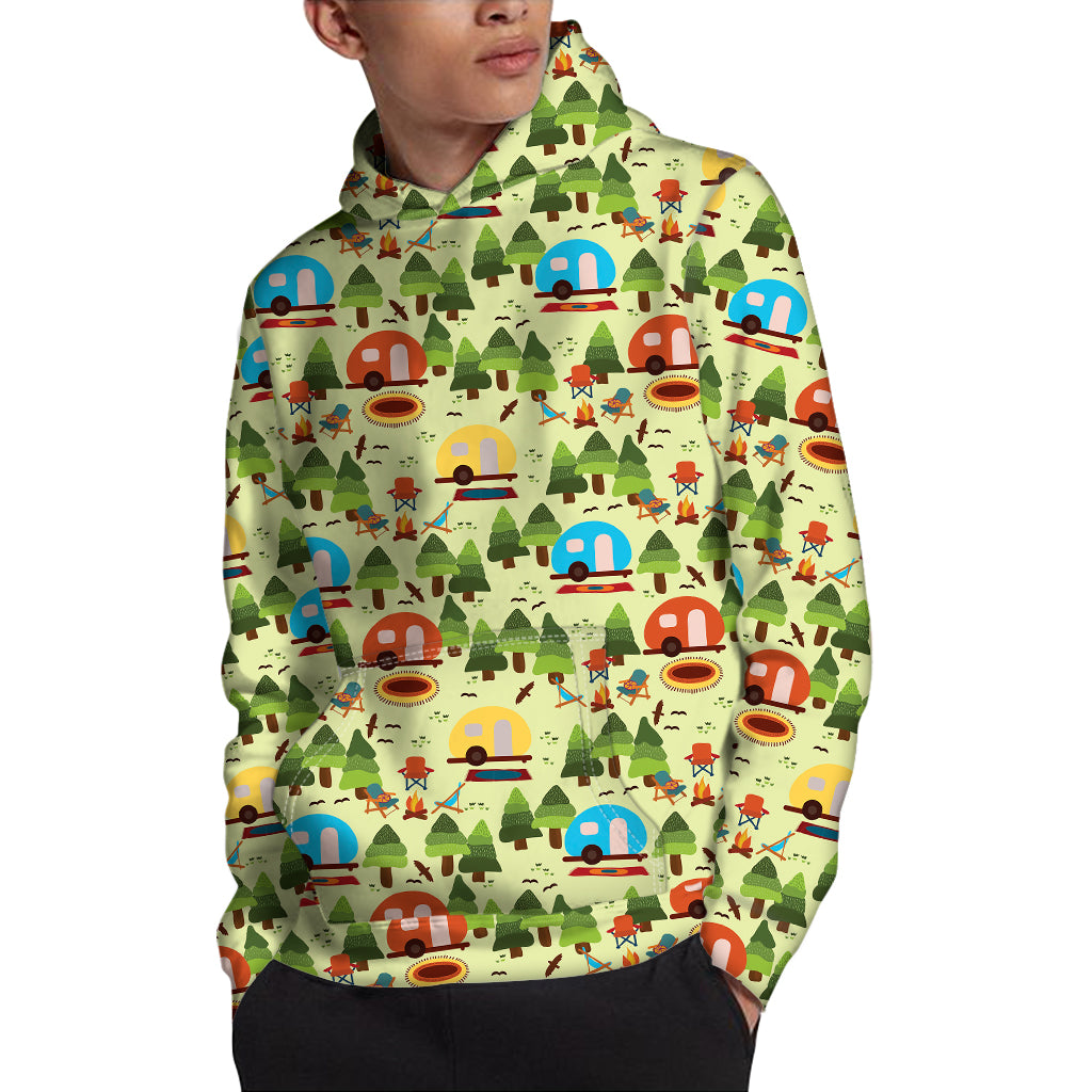 Camping Picnic Pattern Print Pullover Hoodie