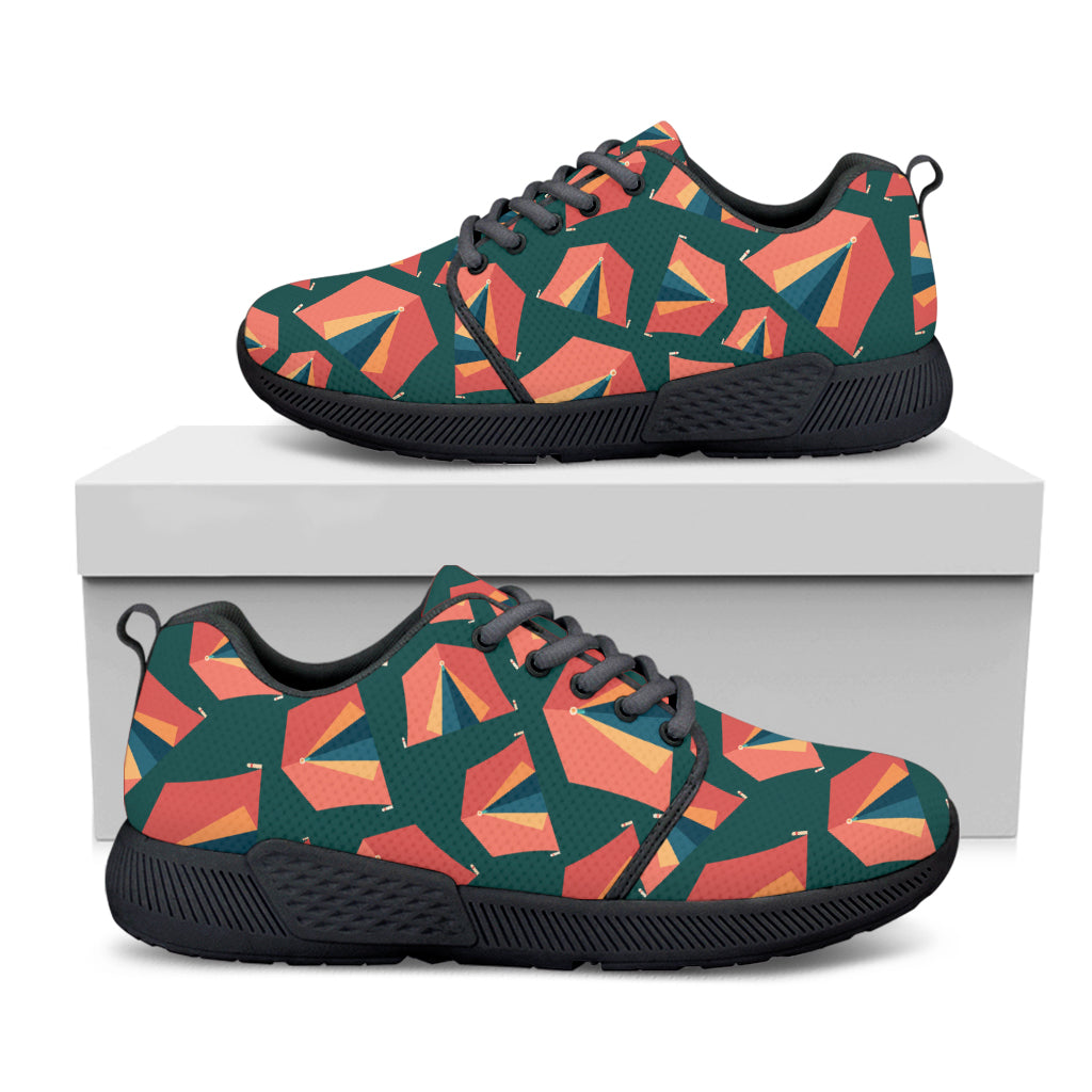 Camping Tent Pattern Print Black Athletic Shoes