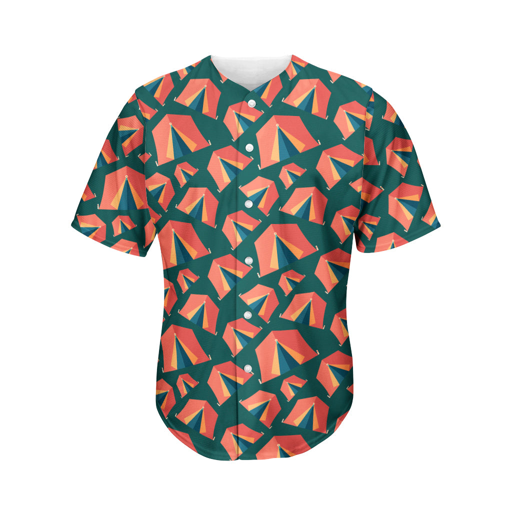 Camping Tent Pattern Print Men's Baseball Jersey