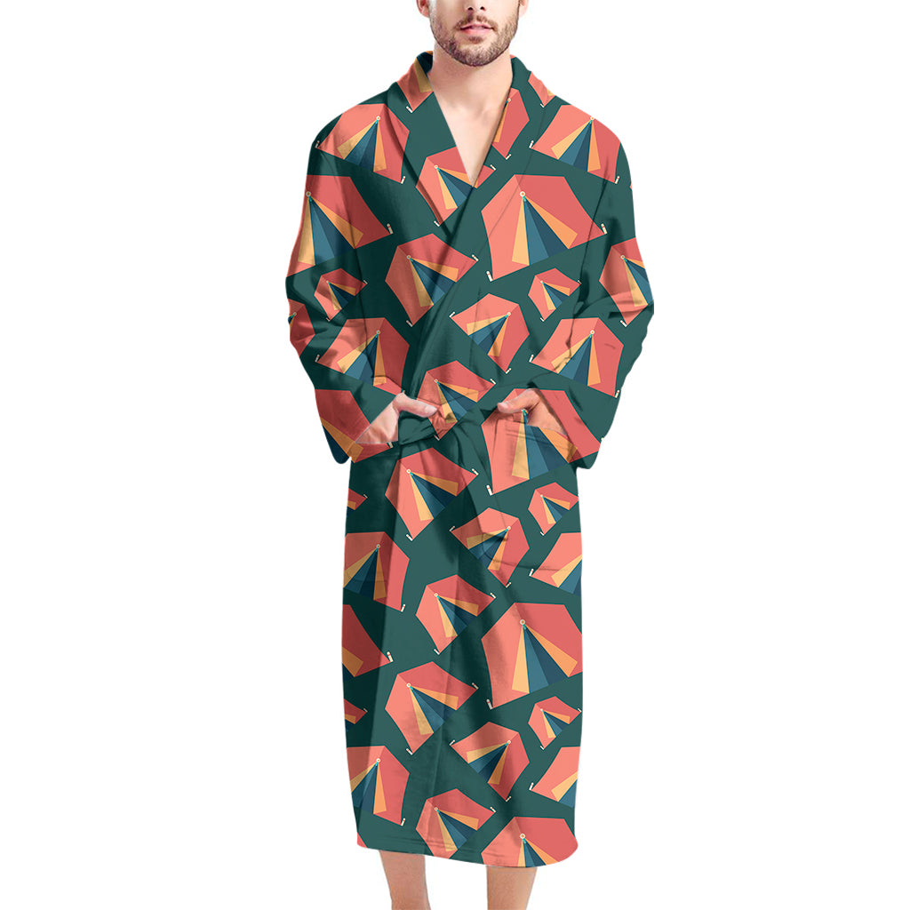 Camping Tent Pattern Print Men's Bathrobe