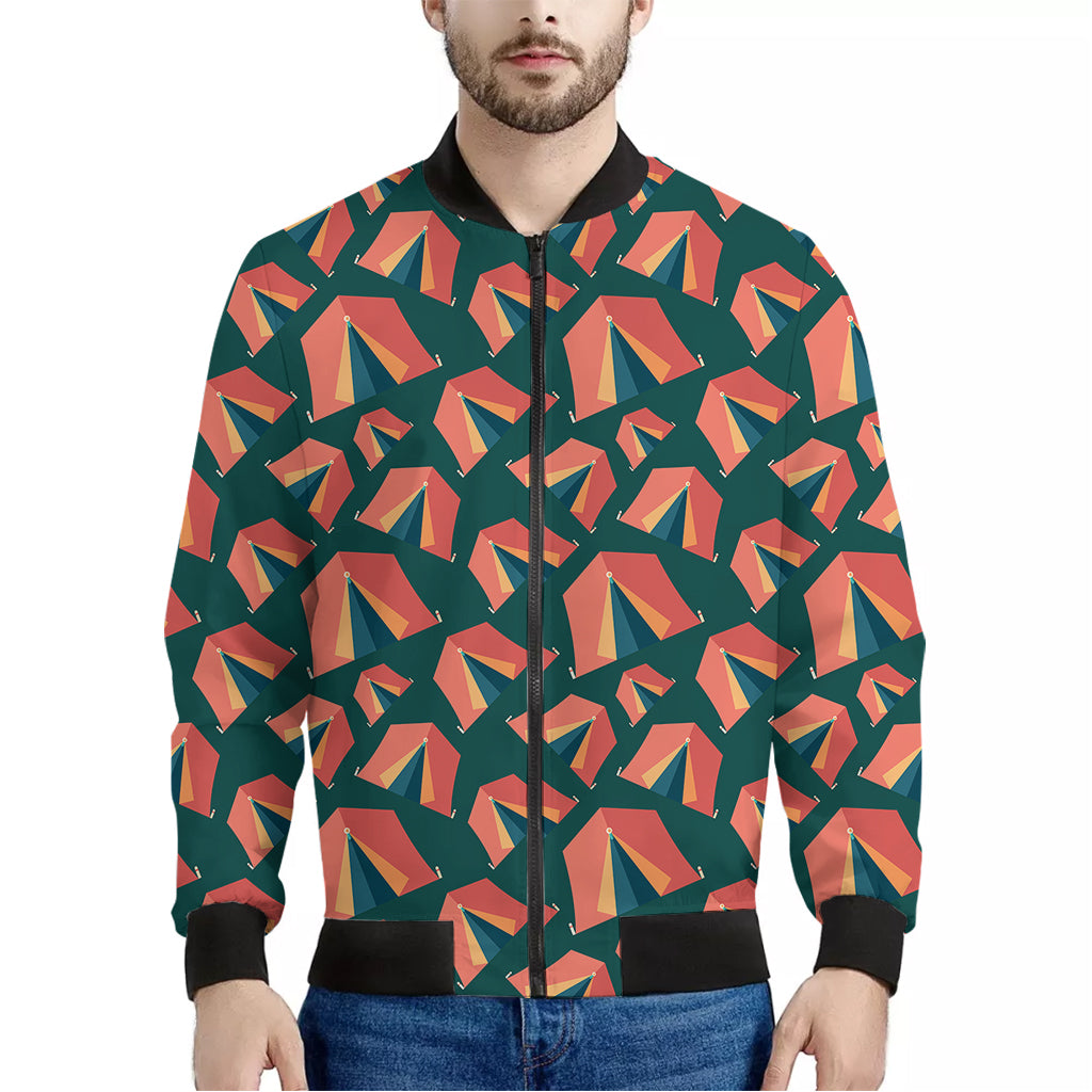 Camping Tent Pattern Print Men's Bomber Jacket