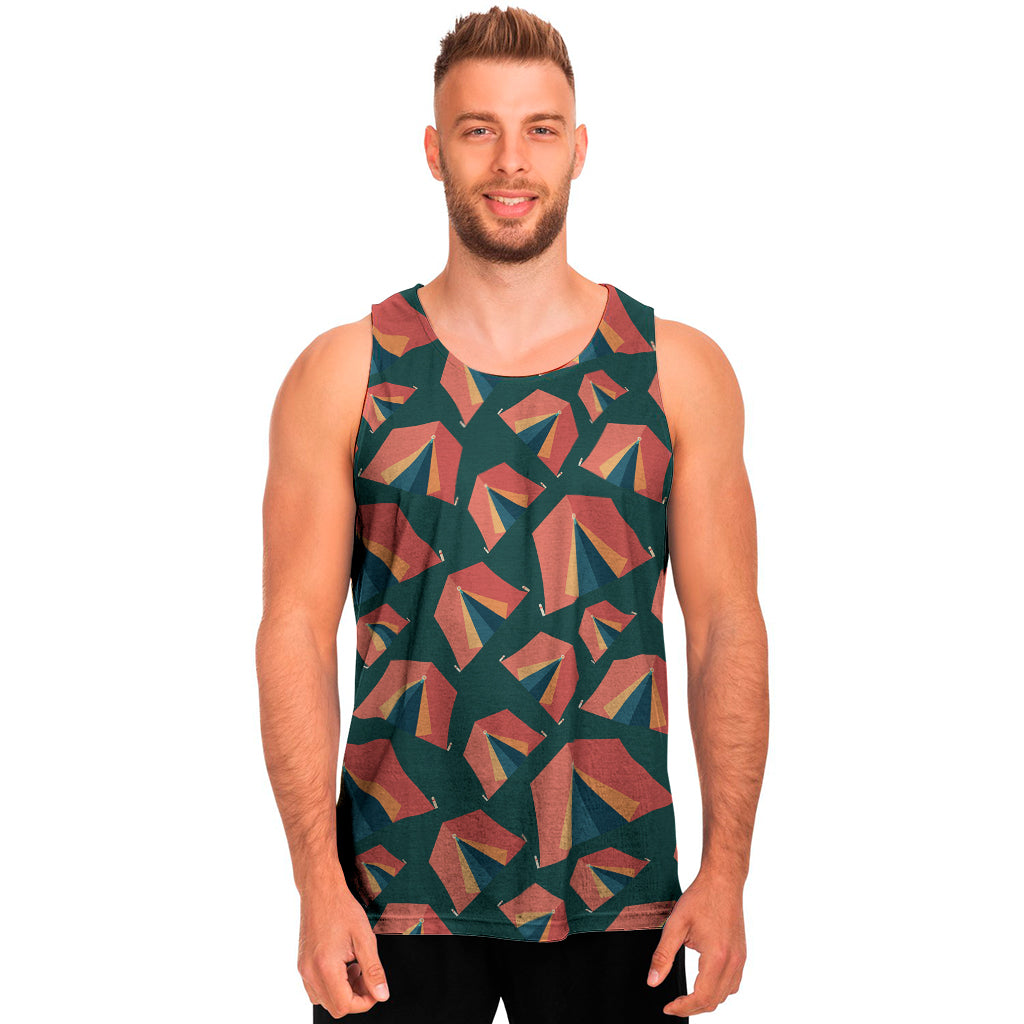 Camping Tent Pattern Print Men's Tank Top