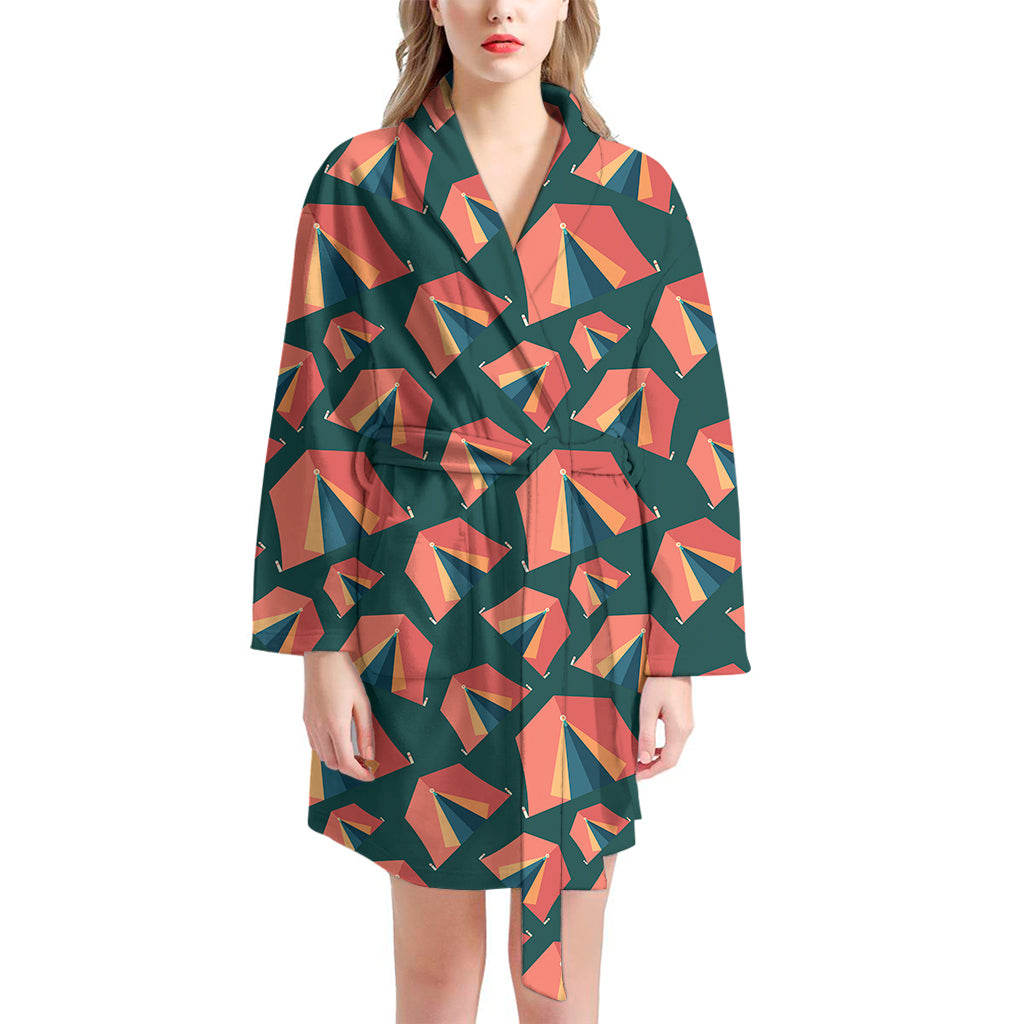 Camping Tent Pattern Print Women's Bathrobe