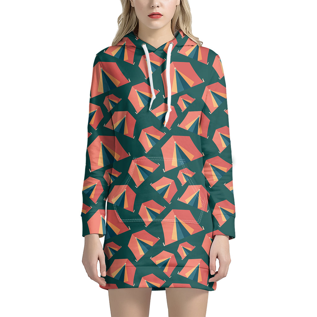 Camping Tent Pattern Print Women's Pullover Hoodie Dress