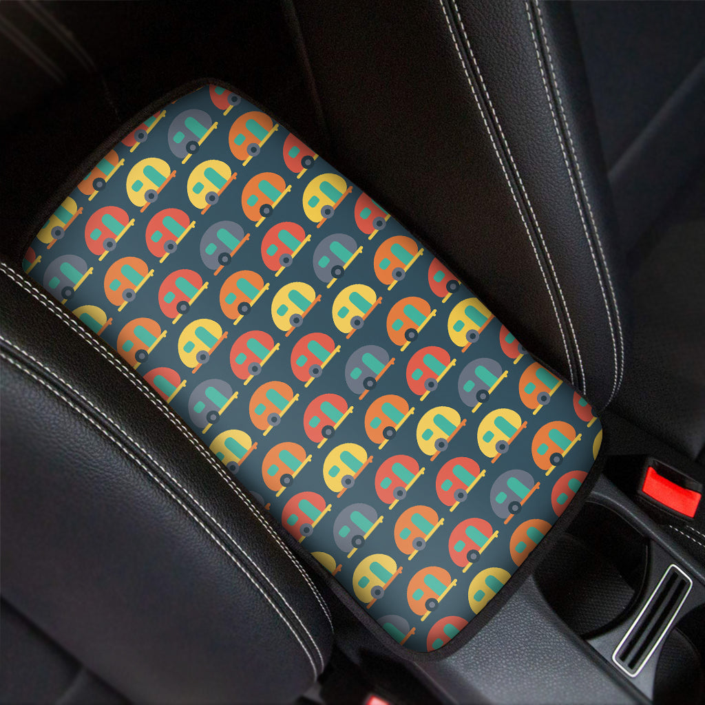 Camping Van Pattern Print Car Center Console Cover