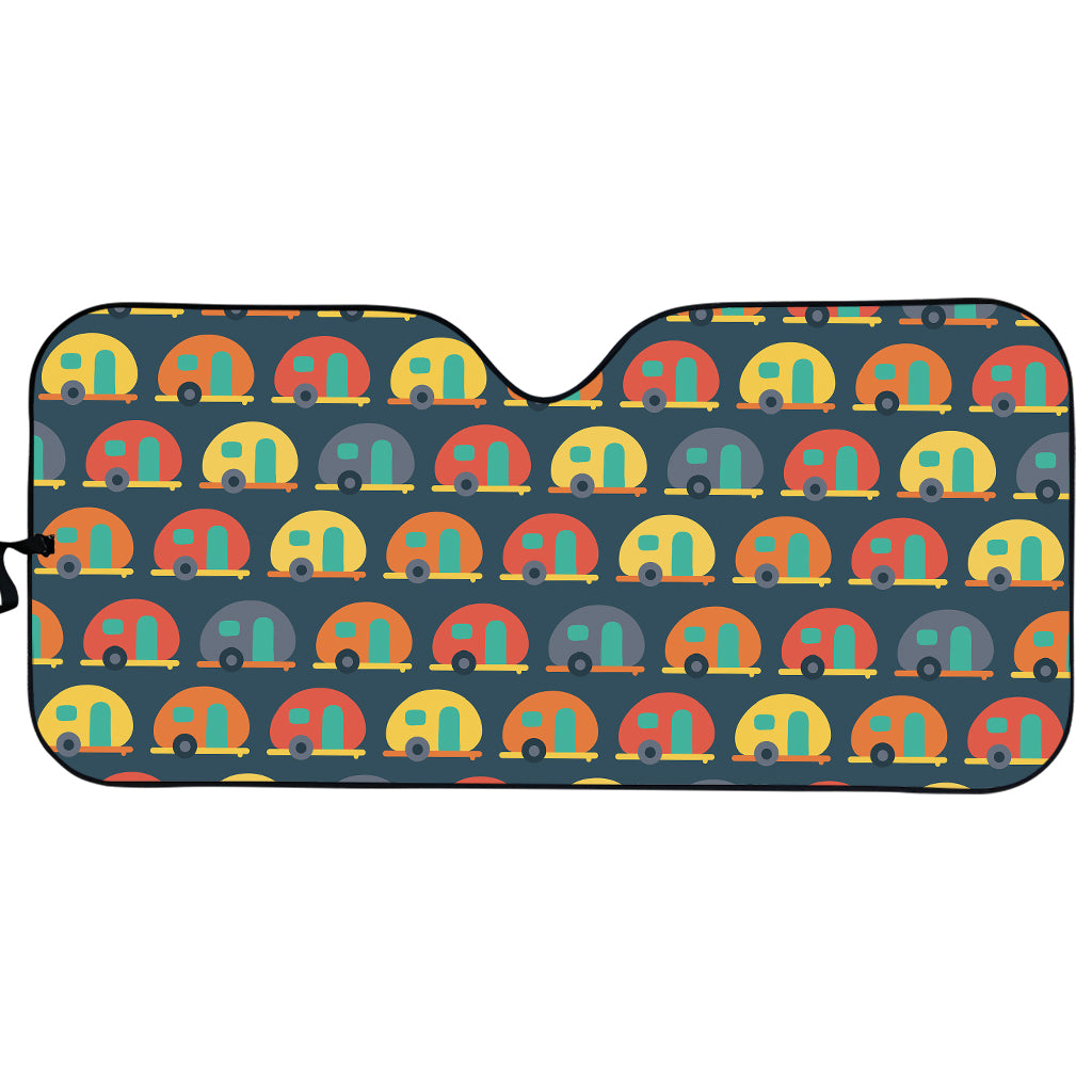 Camping Van Pattern Print Car Sun Shade