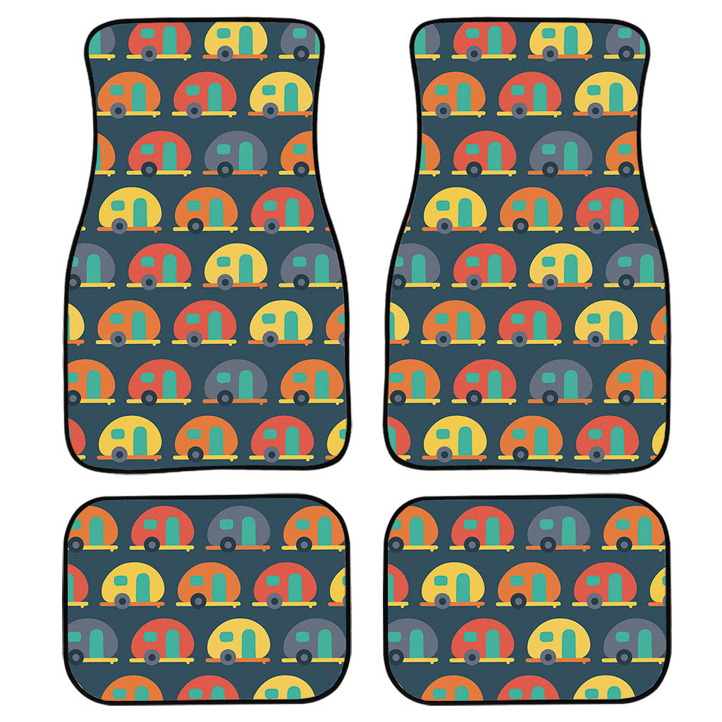 Camping Van Pattern Print Front and Back Car Floor Mats