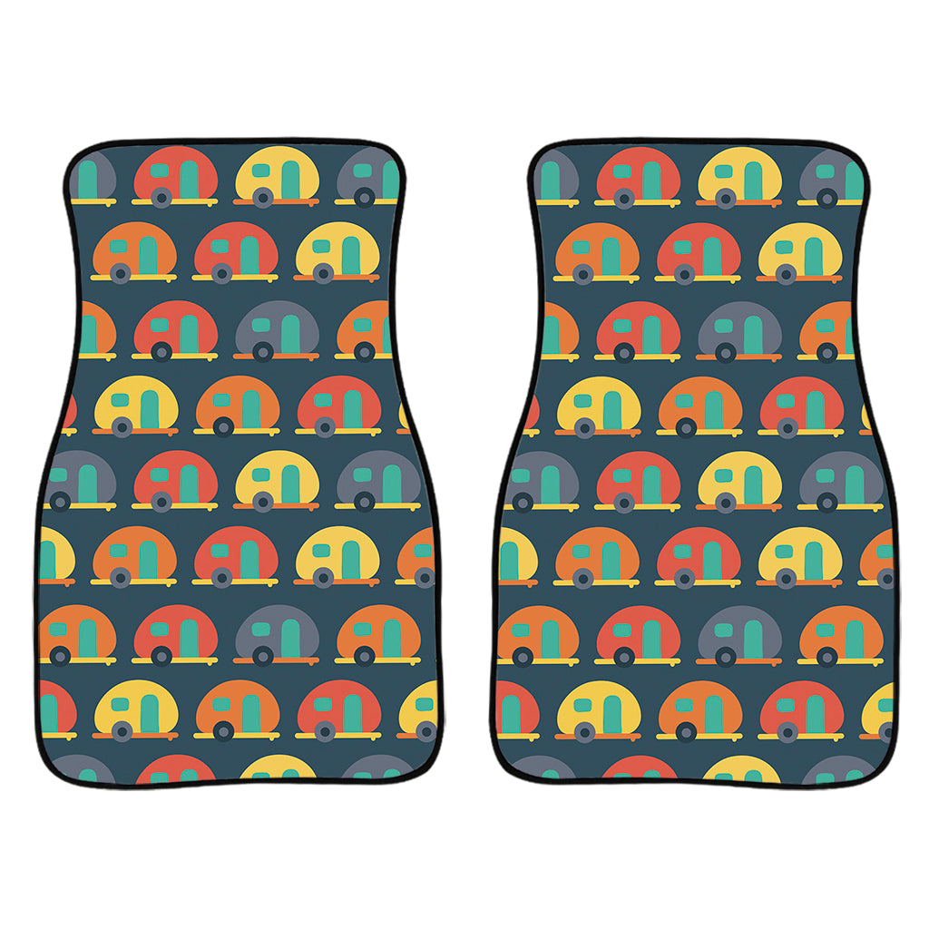 Camping Van Pattern Print Front Car Floor Mats