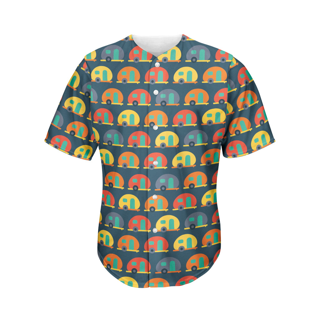 Camping Van Pattern Print Men's Baseball Jersey