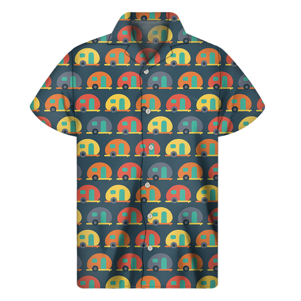 Camping Van Pattern Print Men's Short Sleeve Shirt