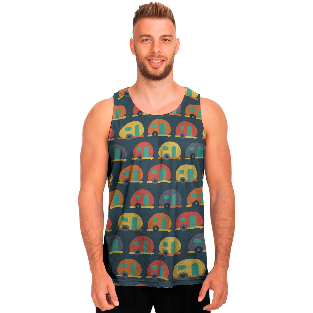 Camping Van Pattern Print Men's Tank Top