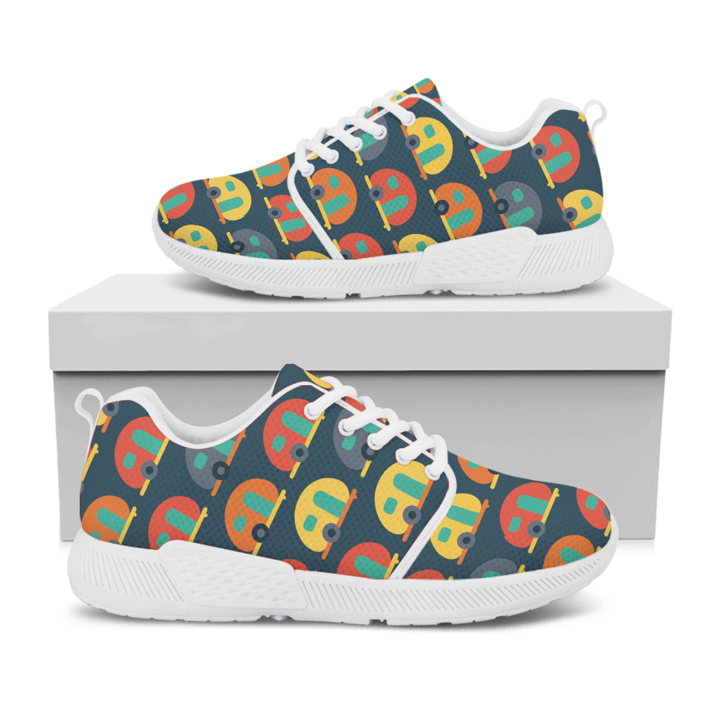 Camping Van Pattern Print White Athletic Shoes