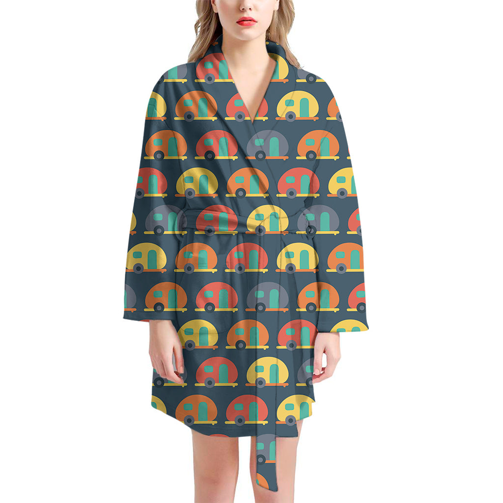 Camping Van Pattern Print Women's Bathrobe