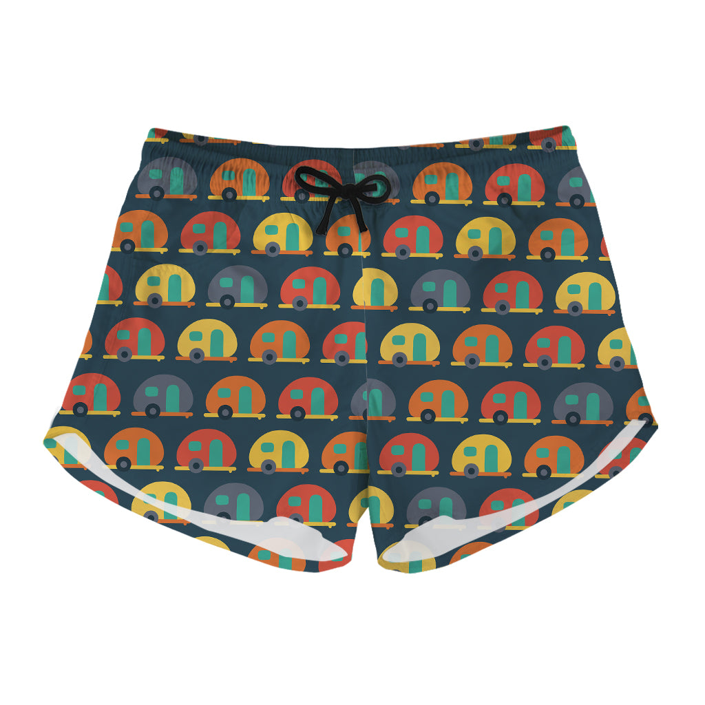 Camping Van Pattern Print Women's Shorts