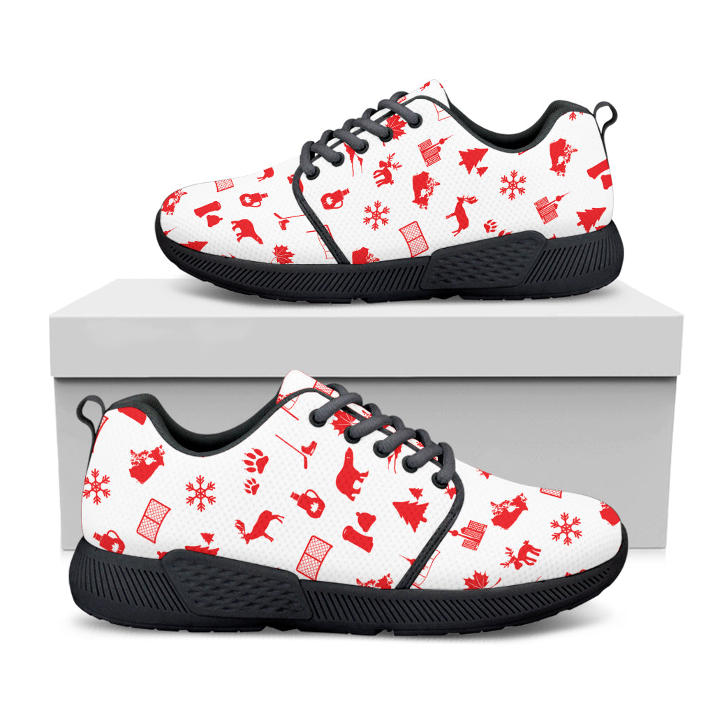 Canada Country Pattern Print Black Athletic Shoes