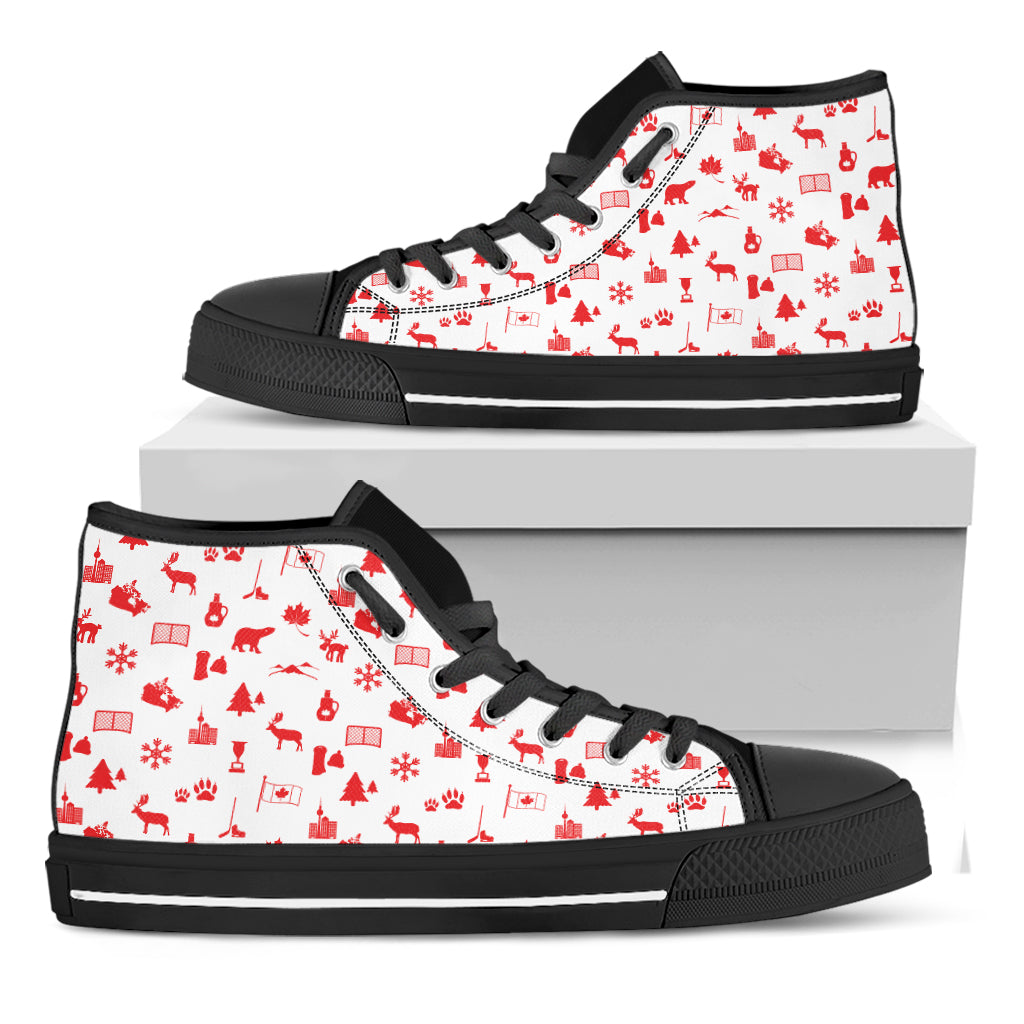 Canada Country Pattern Print Black High Top Shoes