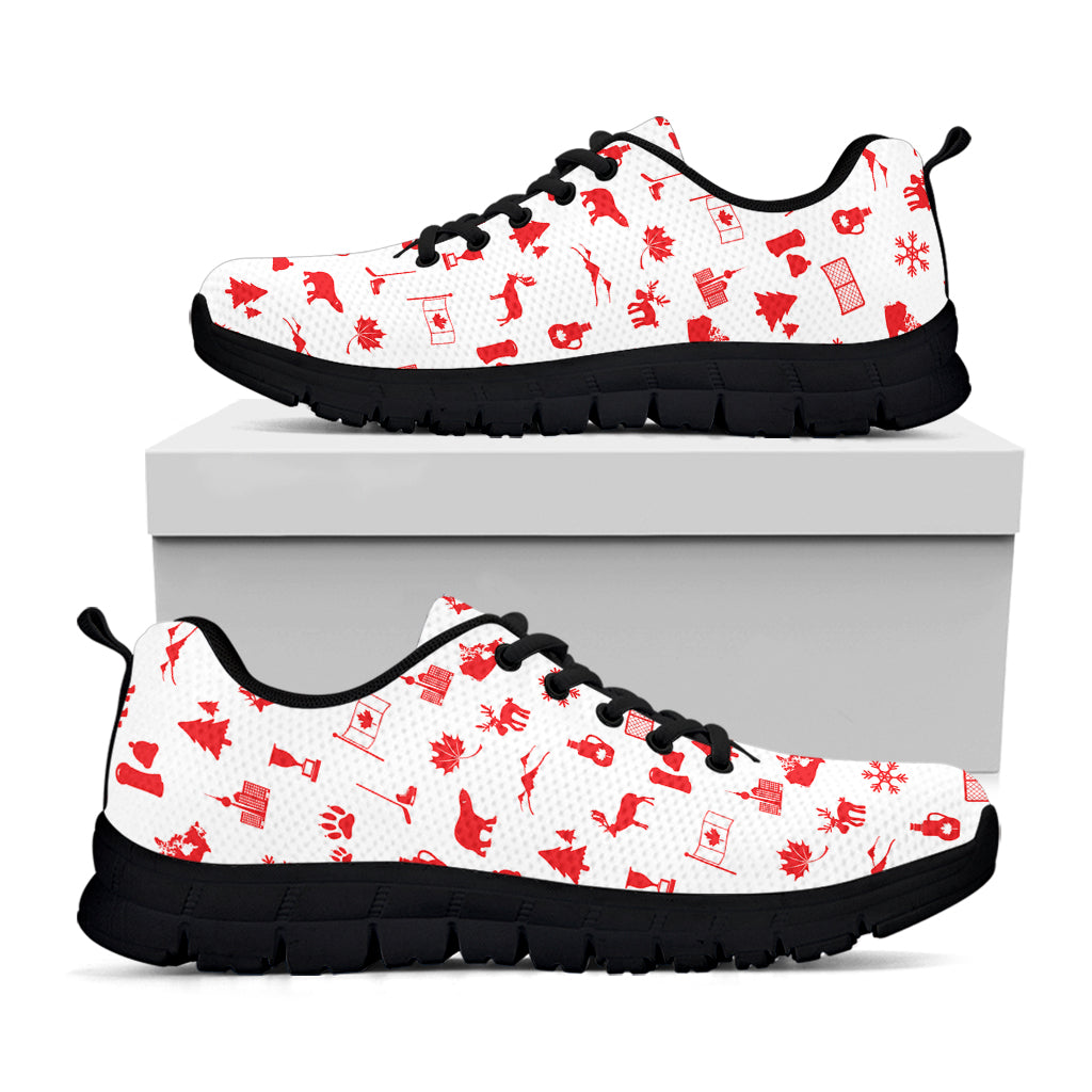 Canada Country Pattern Print Black Sneakers