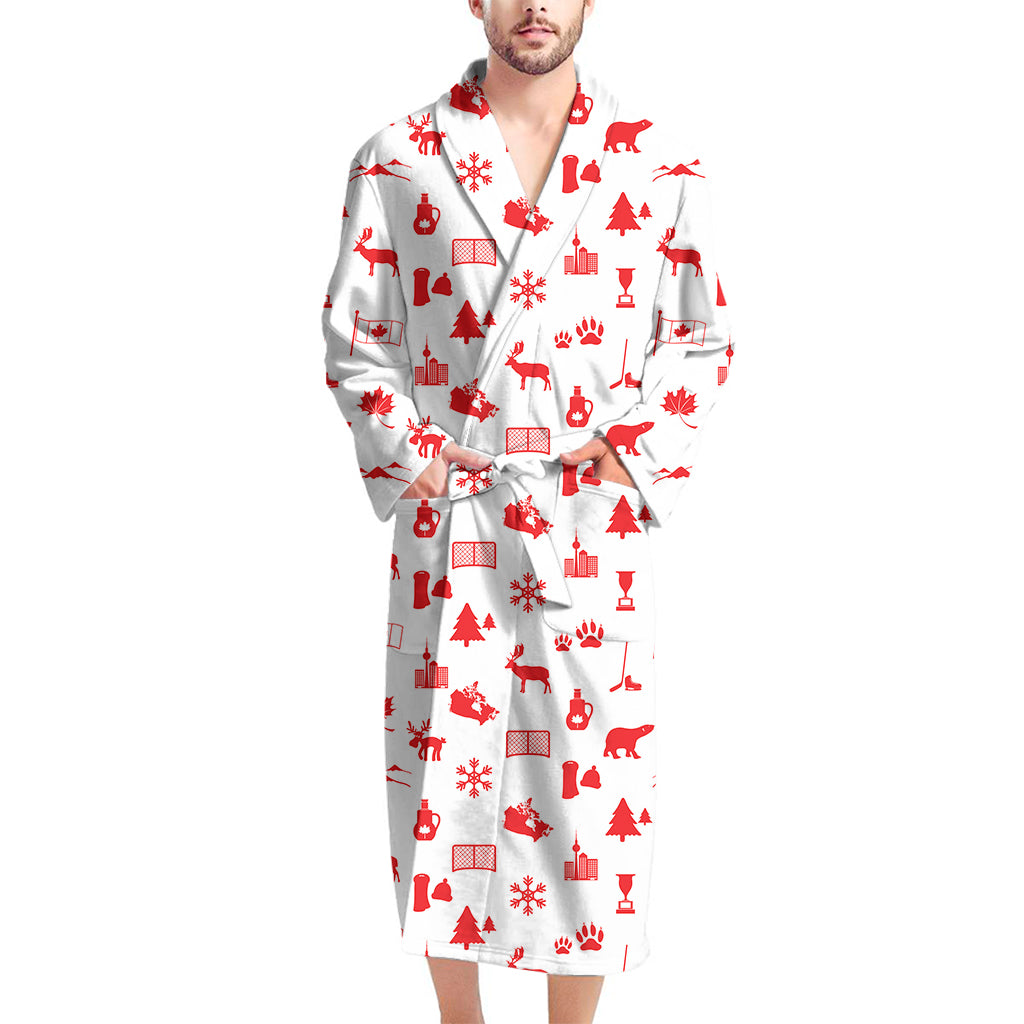 Canada Country Pattern Print Men's Bathrobe