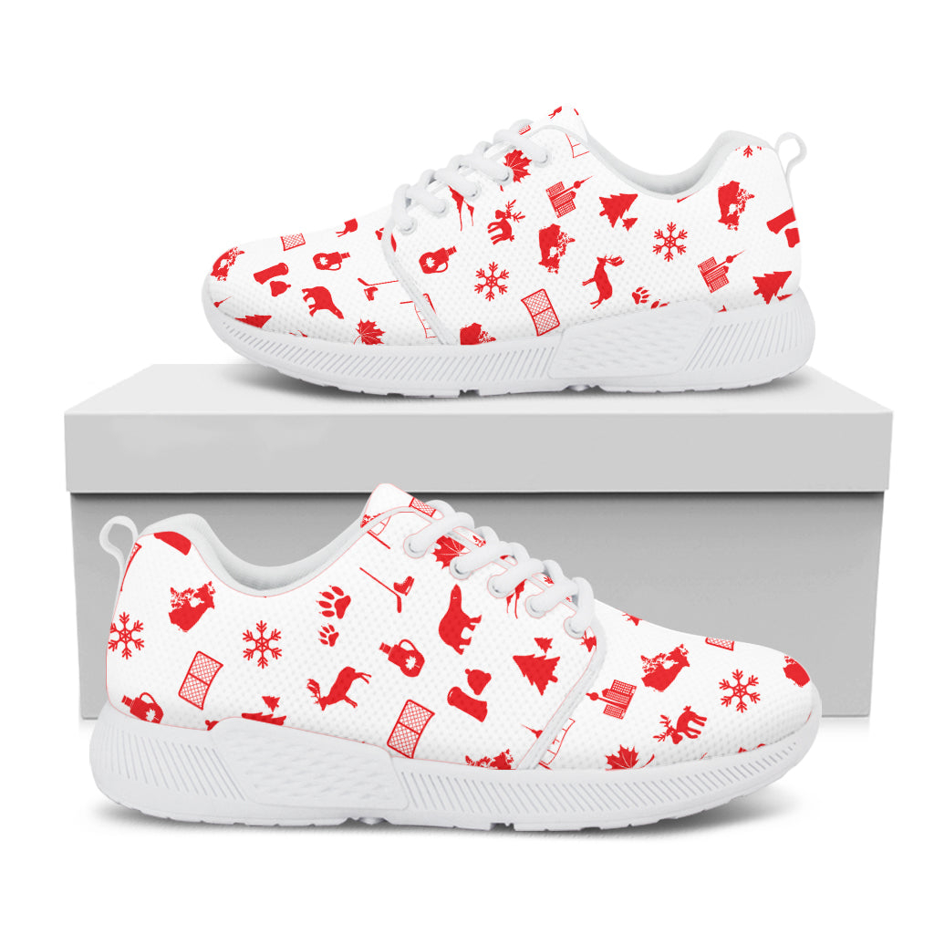 Canada Country Pattern Print White Athletic Shoes