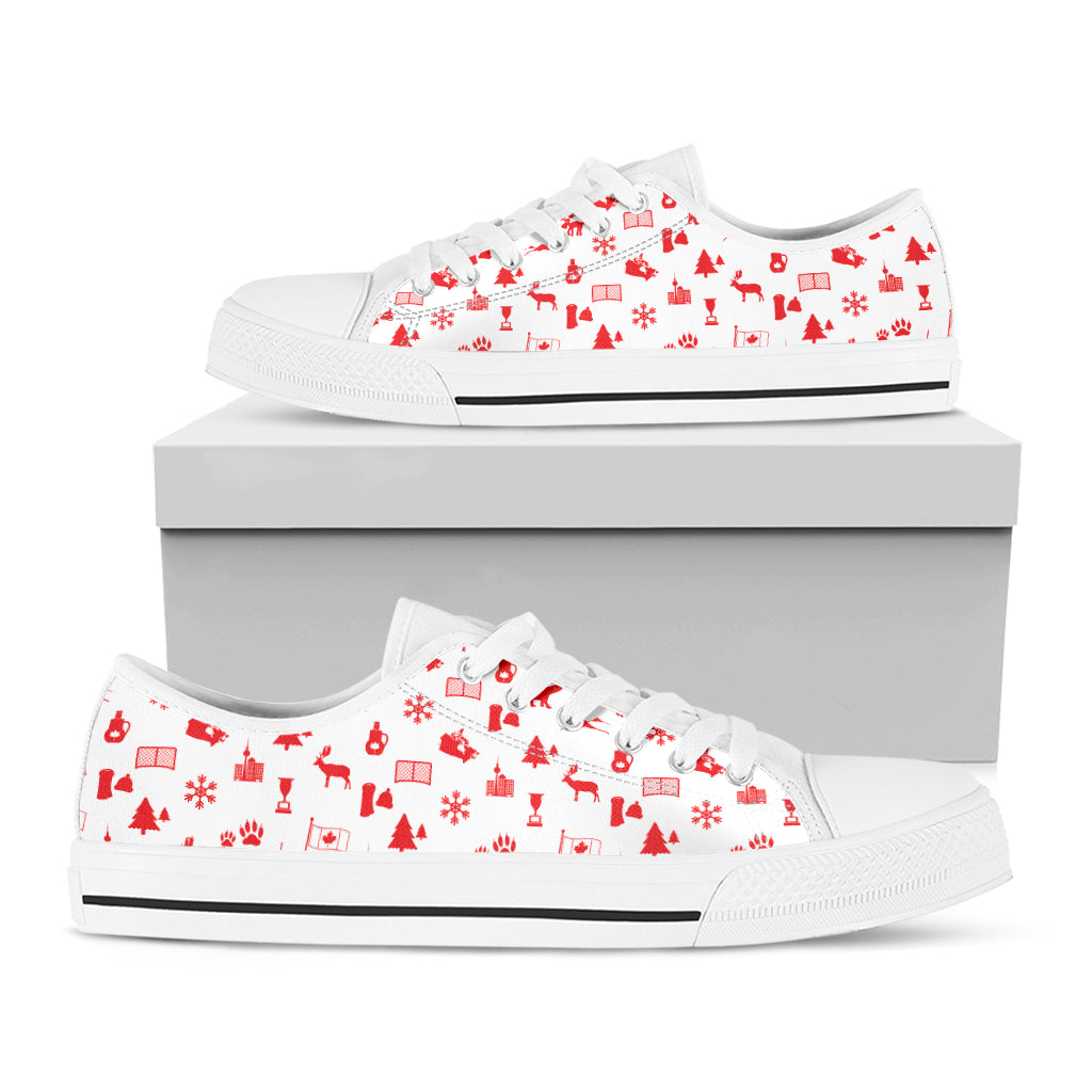 Canada Country Pattern Print White Low Top Shoes