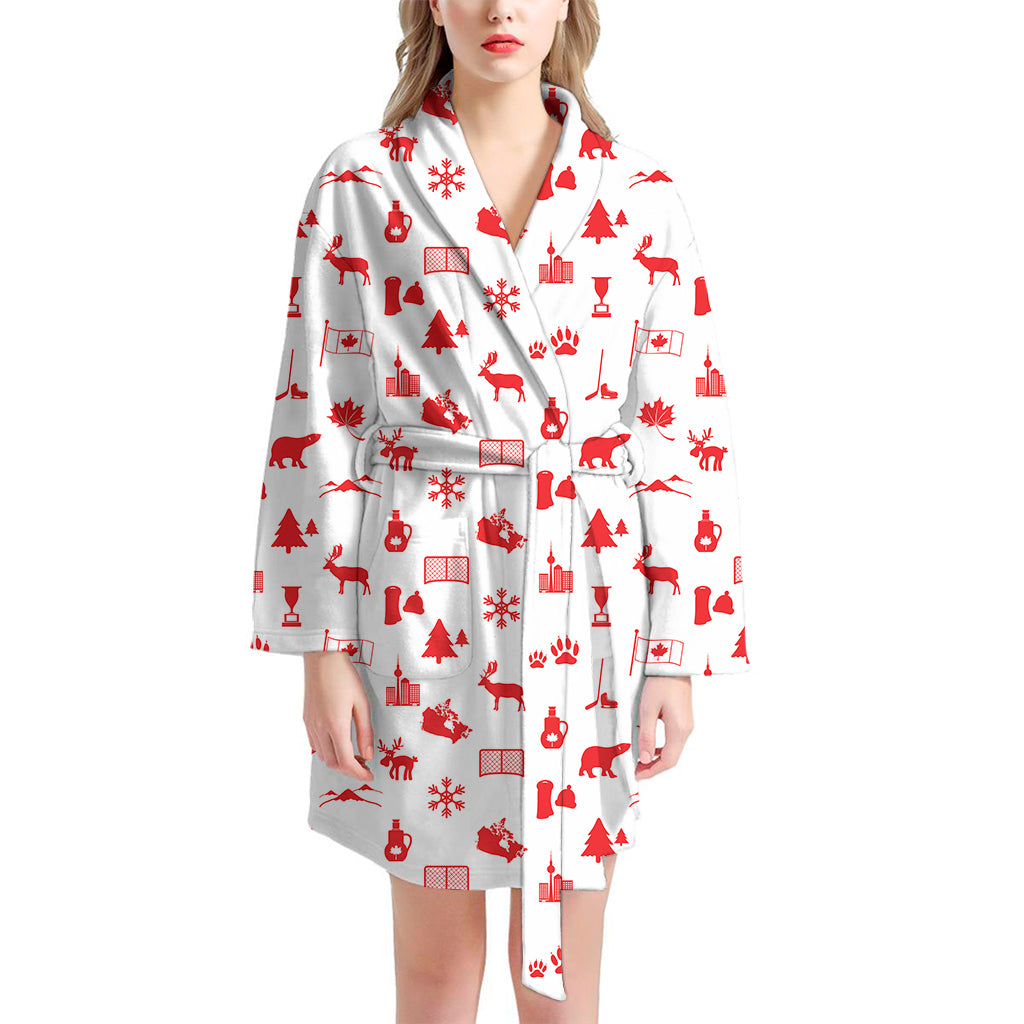 Canada Country Pattern Print Women's Bathrobe