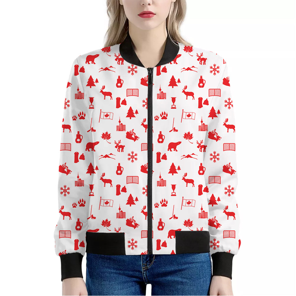 Canada Country Pattern Print Women's Bomber Jacket