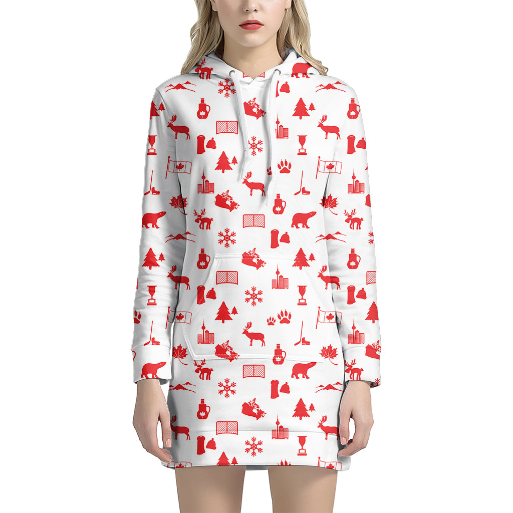 Canada Country Pattern Print Women's Pullover Hoodie Dress