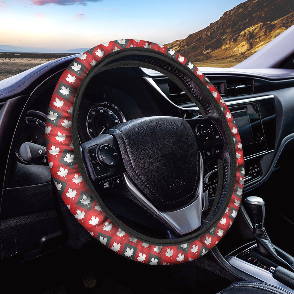 Canada Maple Leaf Pattern Print Car Steering Wheel Cover