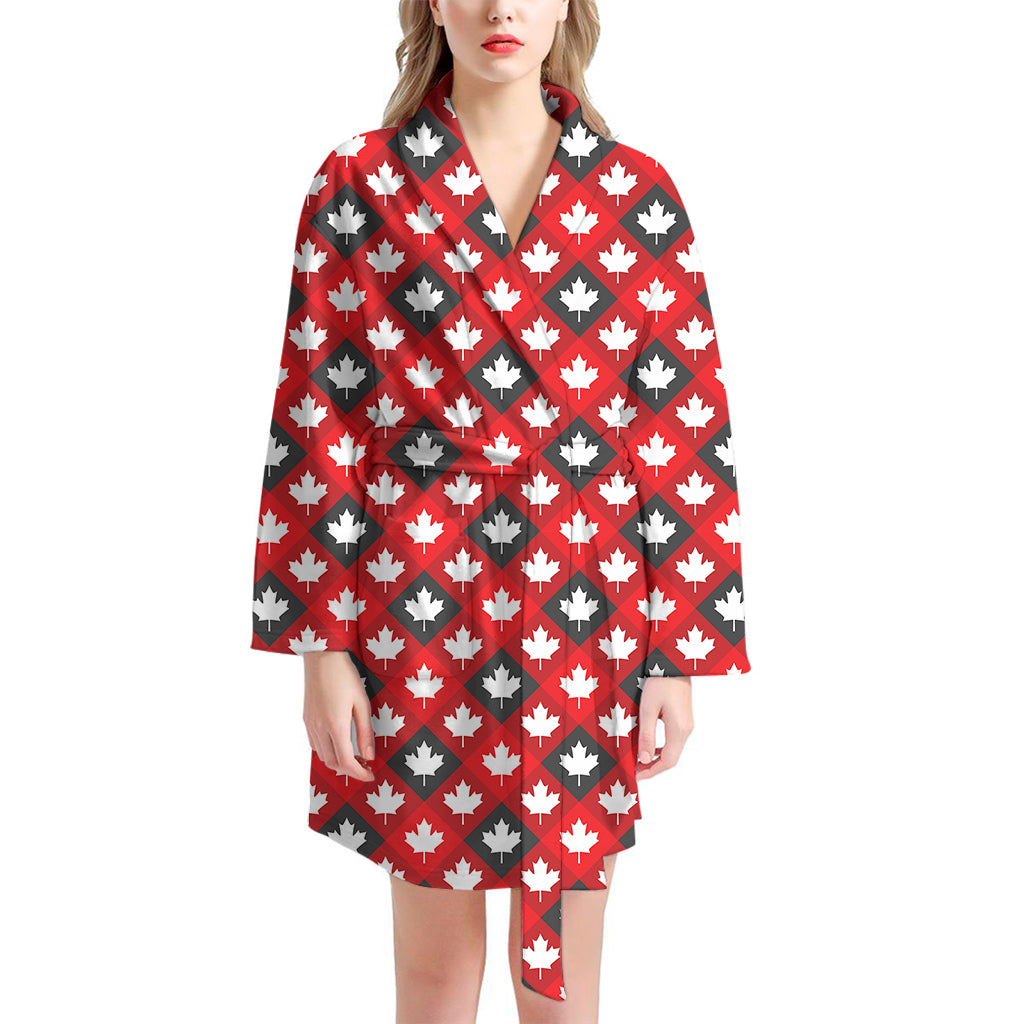 Canada Maple Leaf Pattern Print Women's Bathrobe