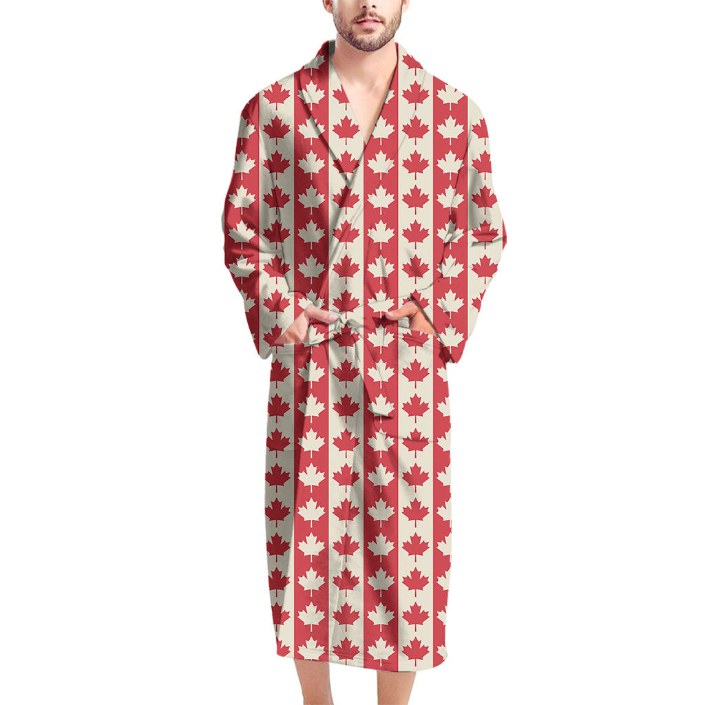 Canadian Maple Leaf Pattern Print Men's Bathrobe