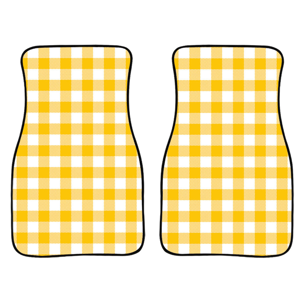 Canary Yellow And White Gingham Print Front Car Floor Mats