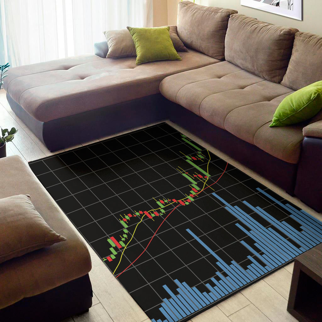 Candlestick Stock Graph Chart Print Area Rug