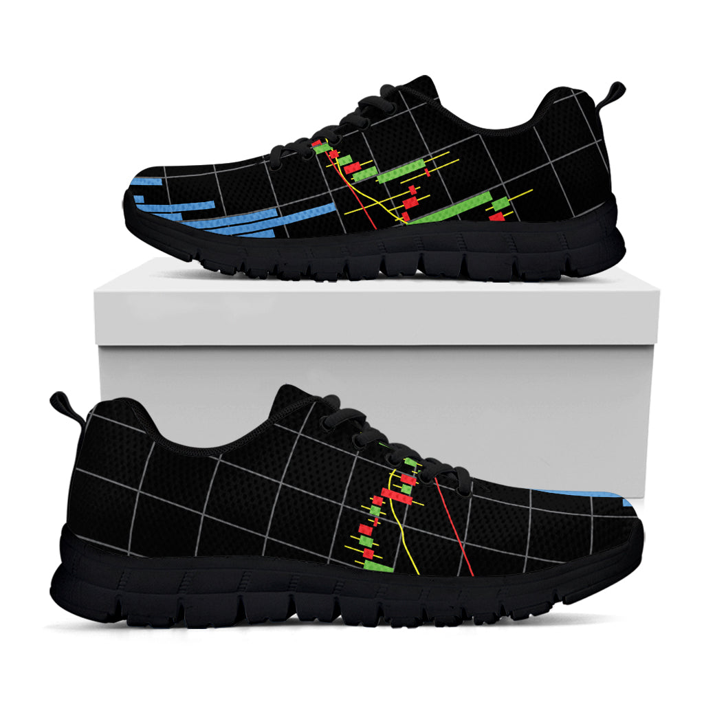 Candlestick Stock Graph Chart Print Black Sneakers